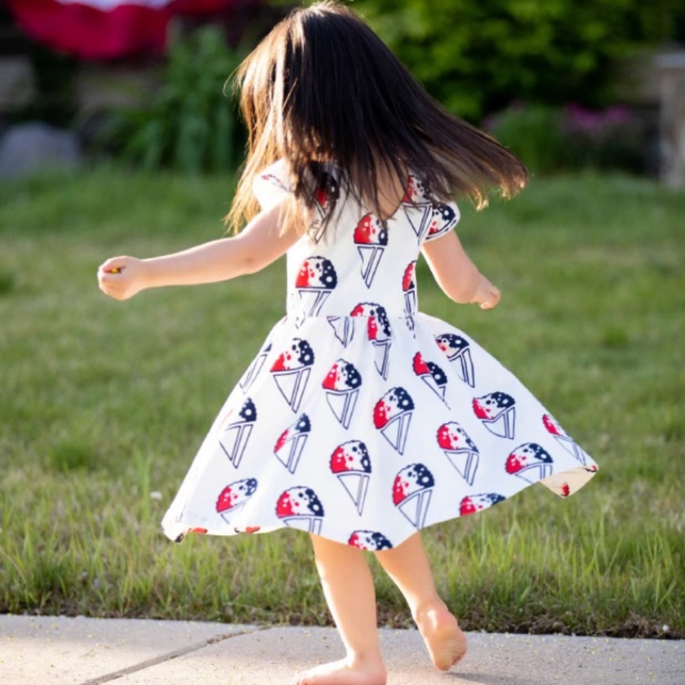 Red and Blue Sleeveless Scoop Neck Sundress